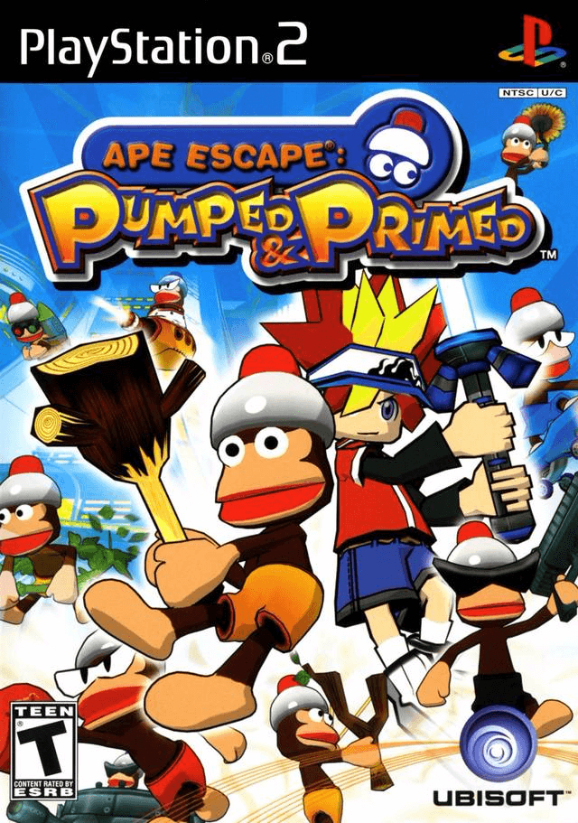 Ape Escape Pumped and Primed box art for Playstation 2